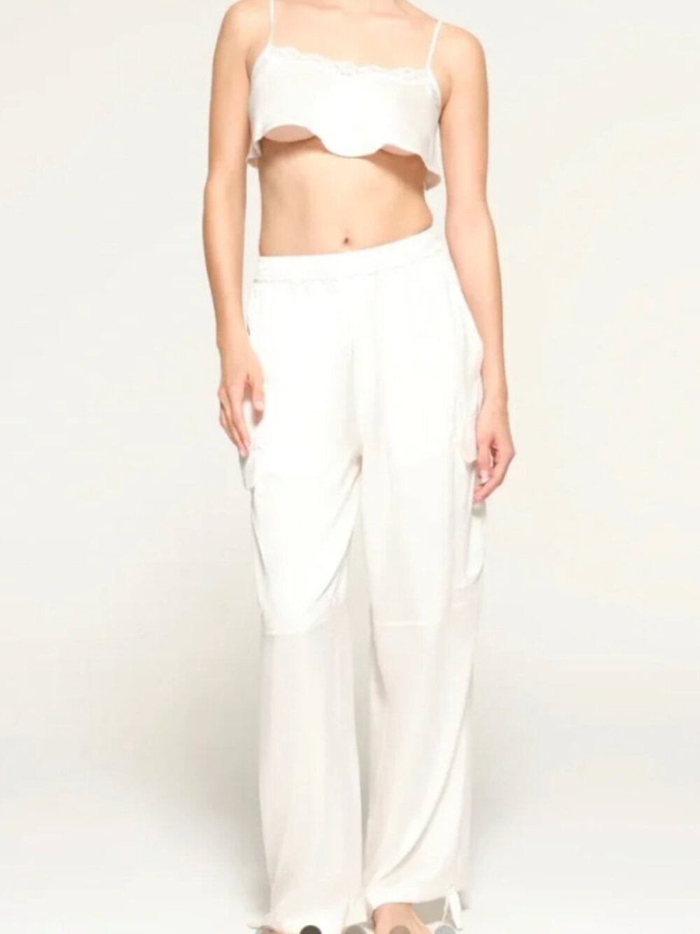 Skims Bridal Silk Cargo Pants (Color: Marble, Size: XS)